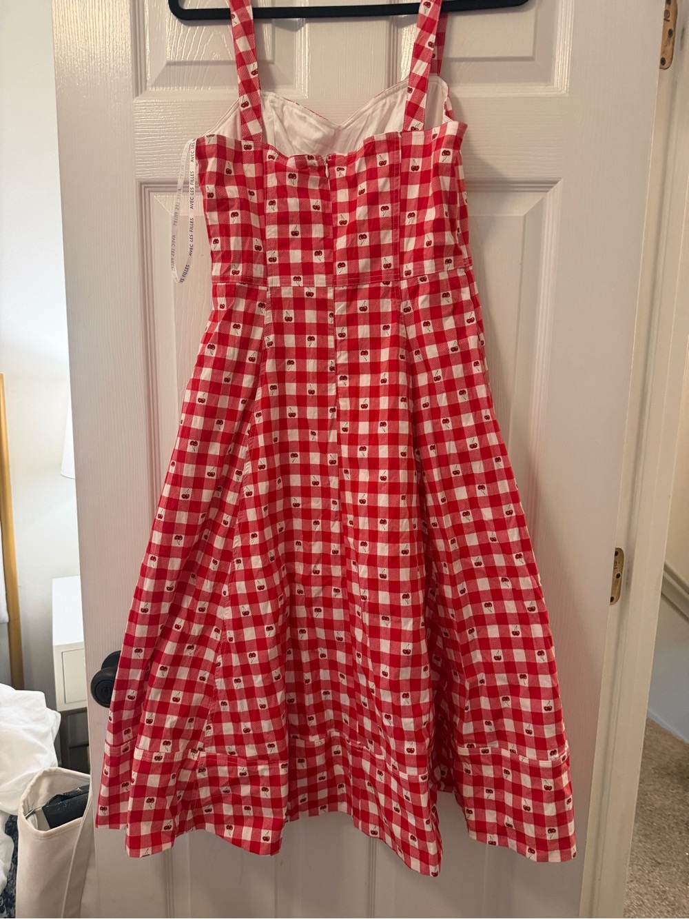 Avec Les Filles Cherry Red Gingham Dress NWT - Picture 4 of 5